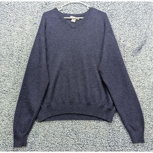 Rountree Yorke 100% Cashmere Sweater Mens L V Neck Wool Knit Golf Pullover Blue
